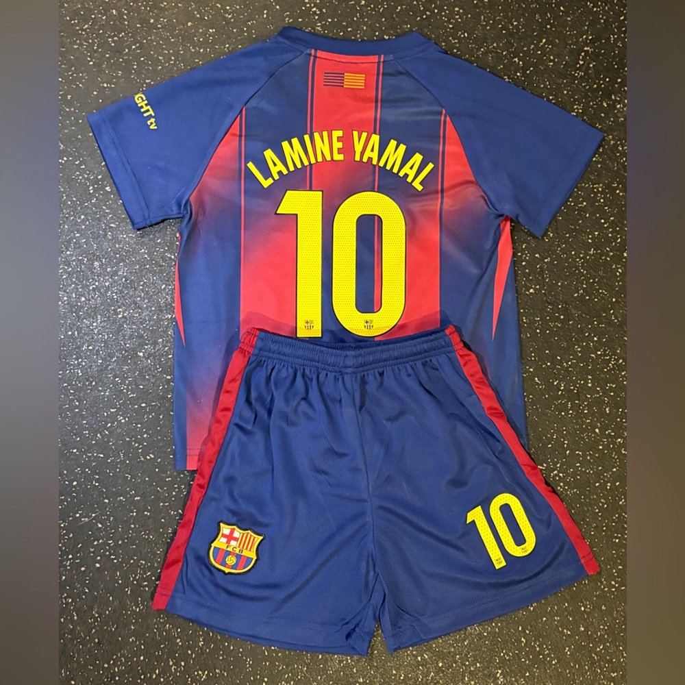 Lamine Yamal Kids Jersey Toddler & Youth Barcelona Soccer Home Uniform Set of 2